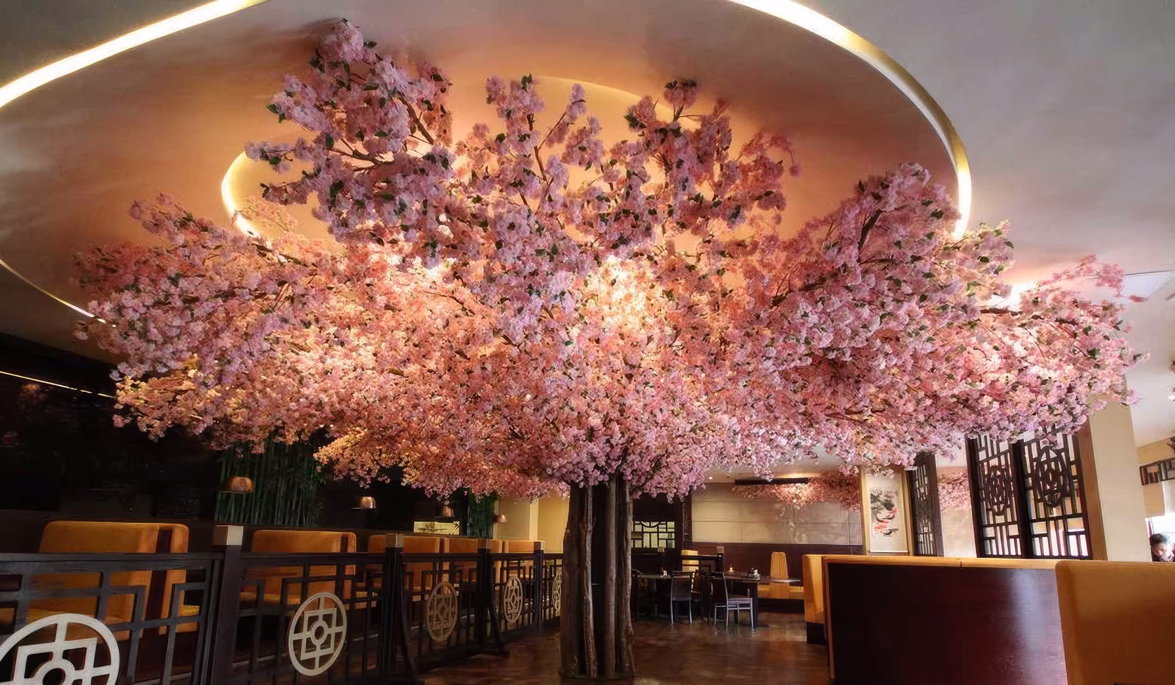 Creative ideas example featuring large artificial blossom tree