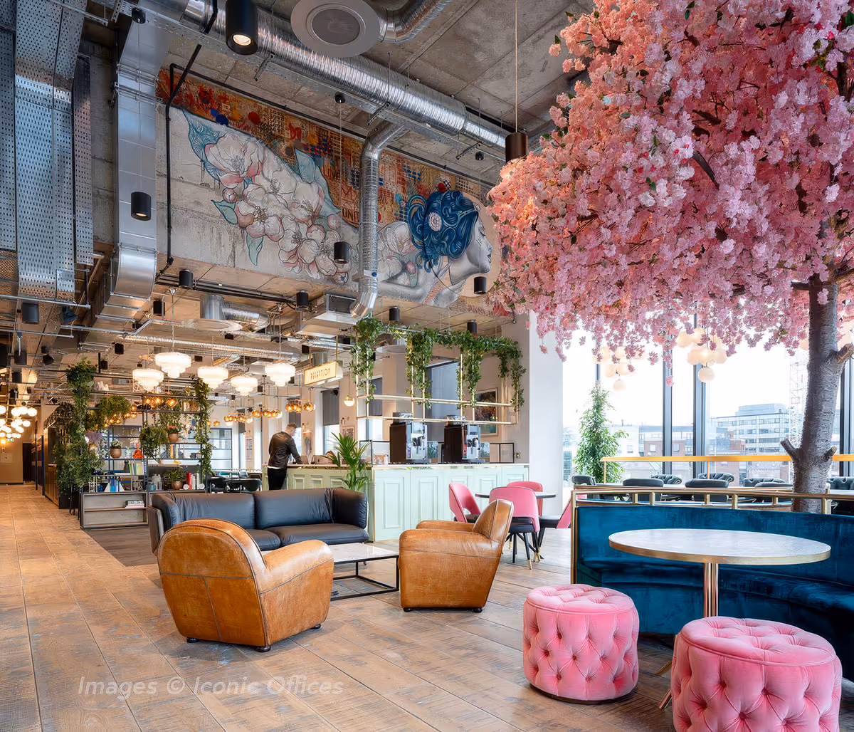 Creative ideas example featuring large artificial blossom tree