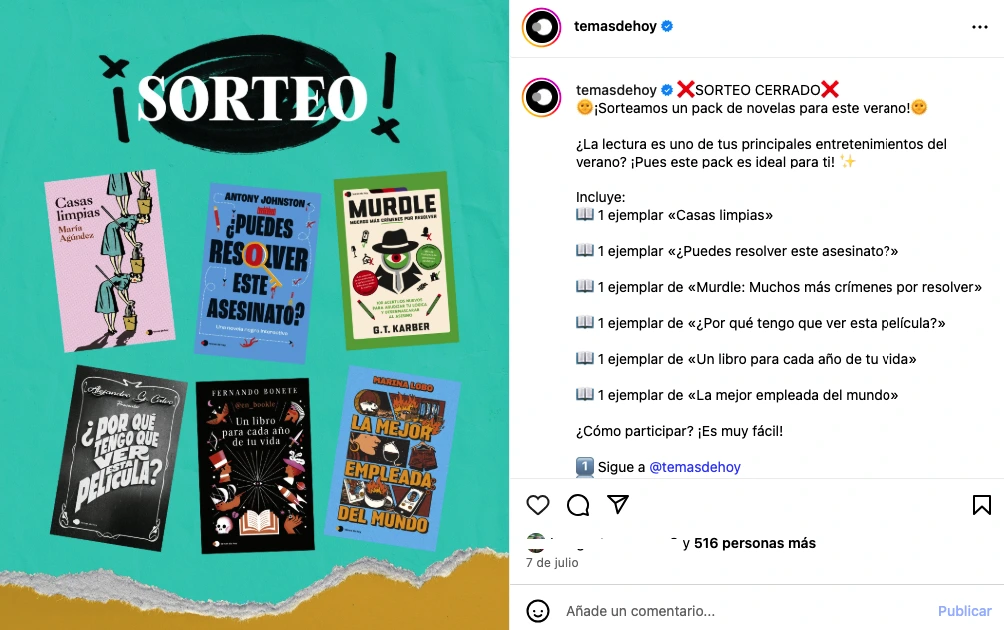 Sorteo - pack novelas de verano
