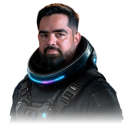 Foto do Arthur Cruz como astronauta, pronto pra te acompanhar na nova era dos Traders.