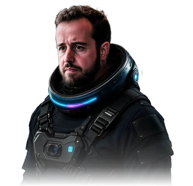 Foto do Paulo Lima como astronauta, pronto pra te acompanhar na nova era dos traders.