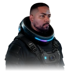 Foto do Felipe Colab, vestido de astronauta, pronto pra te acompanhar na nova era dos Traders