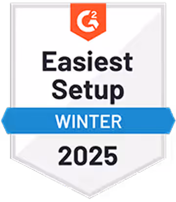 G2 badge for Easiest Setup Winter 2025.