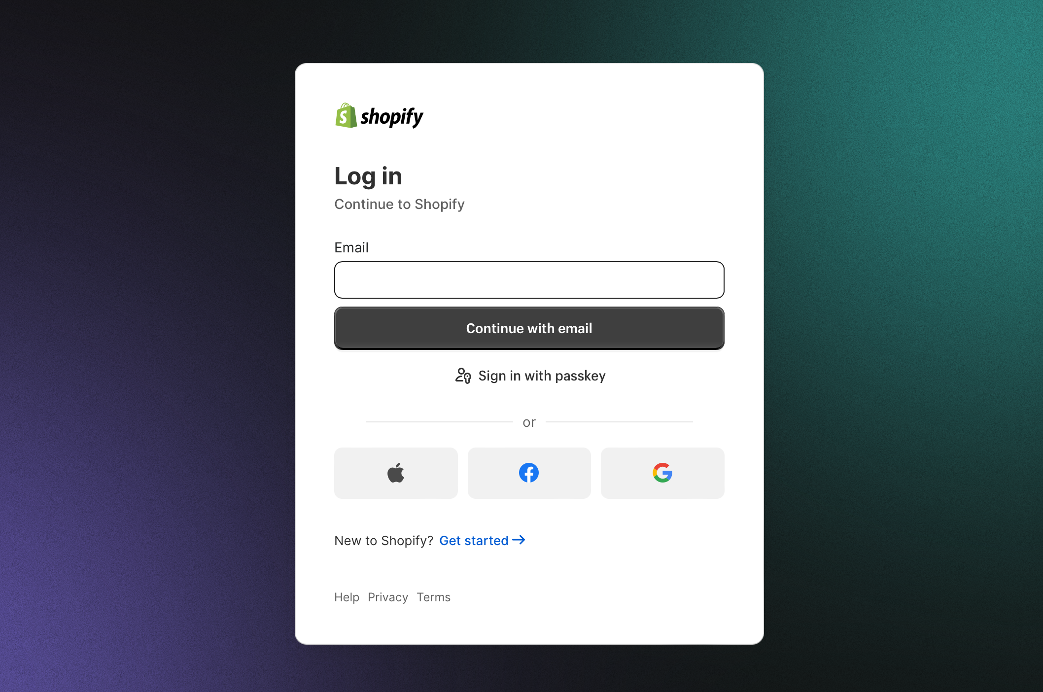 Shopify Admin Login Page