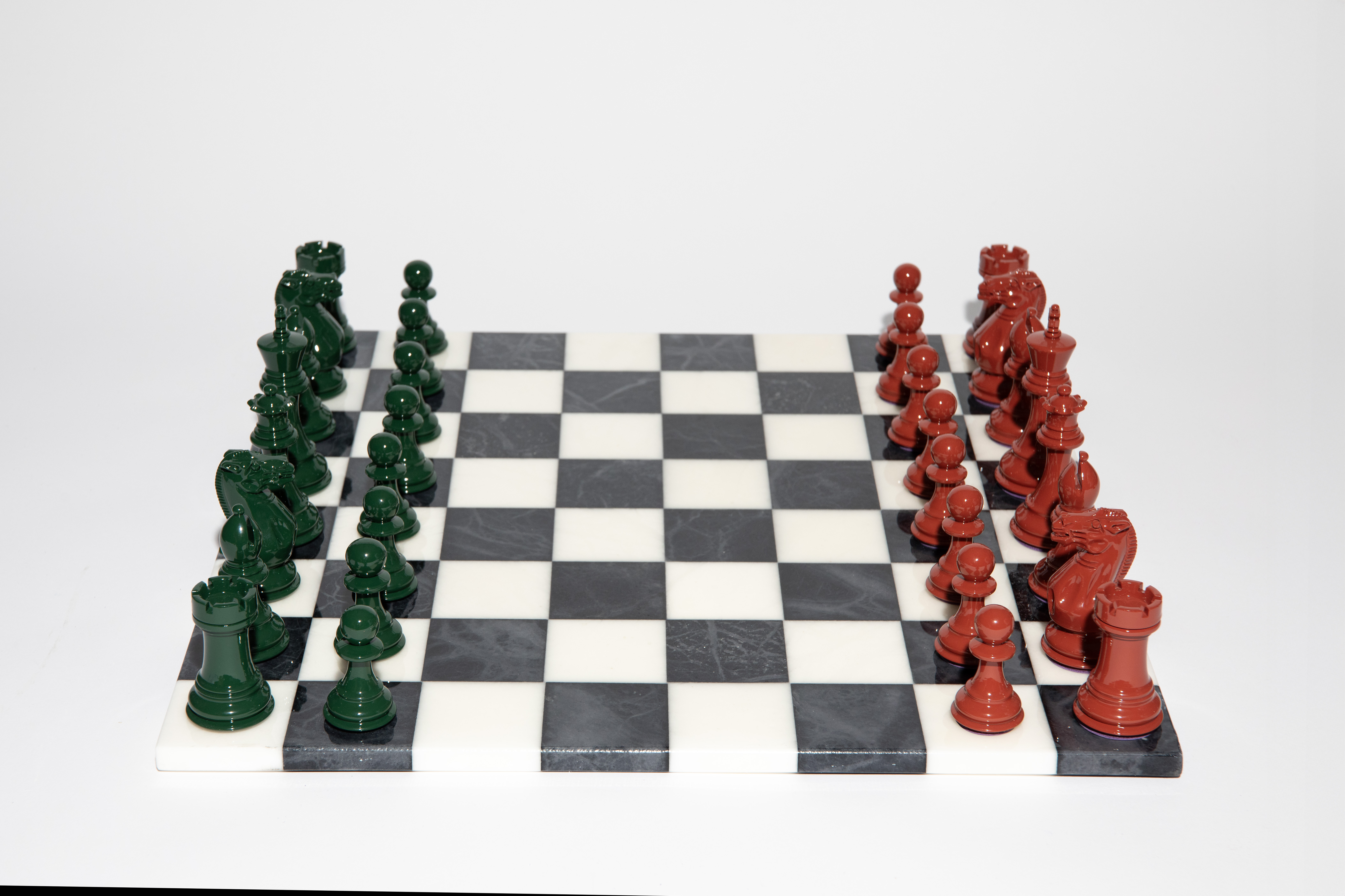Eden and Cinnabar Chess set with Alabaster stone board 