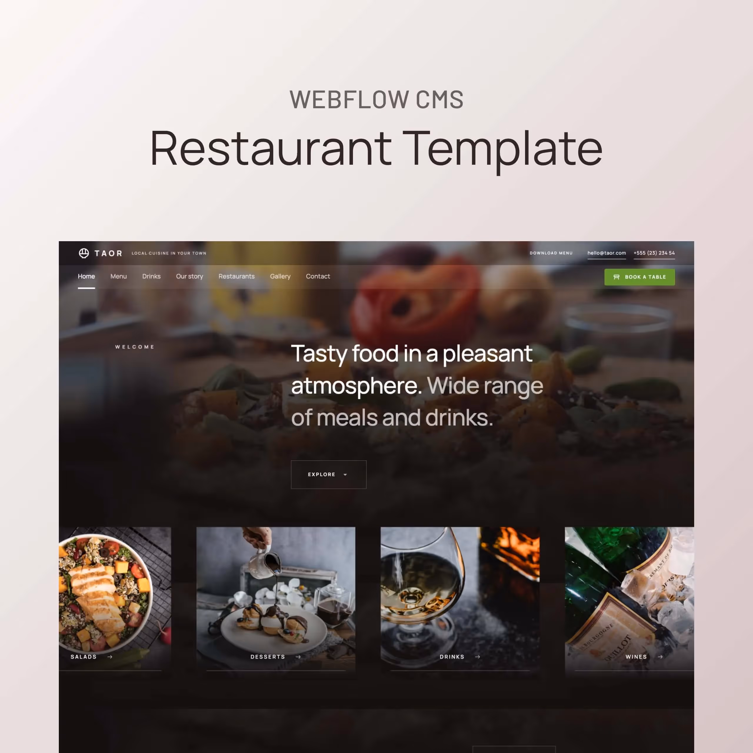 Taor - Restaurant Webflow website template