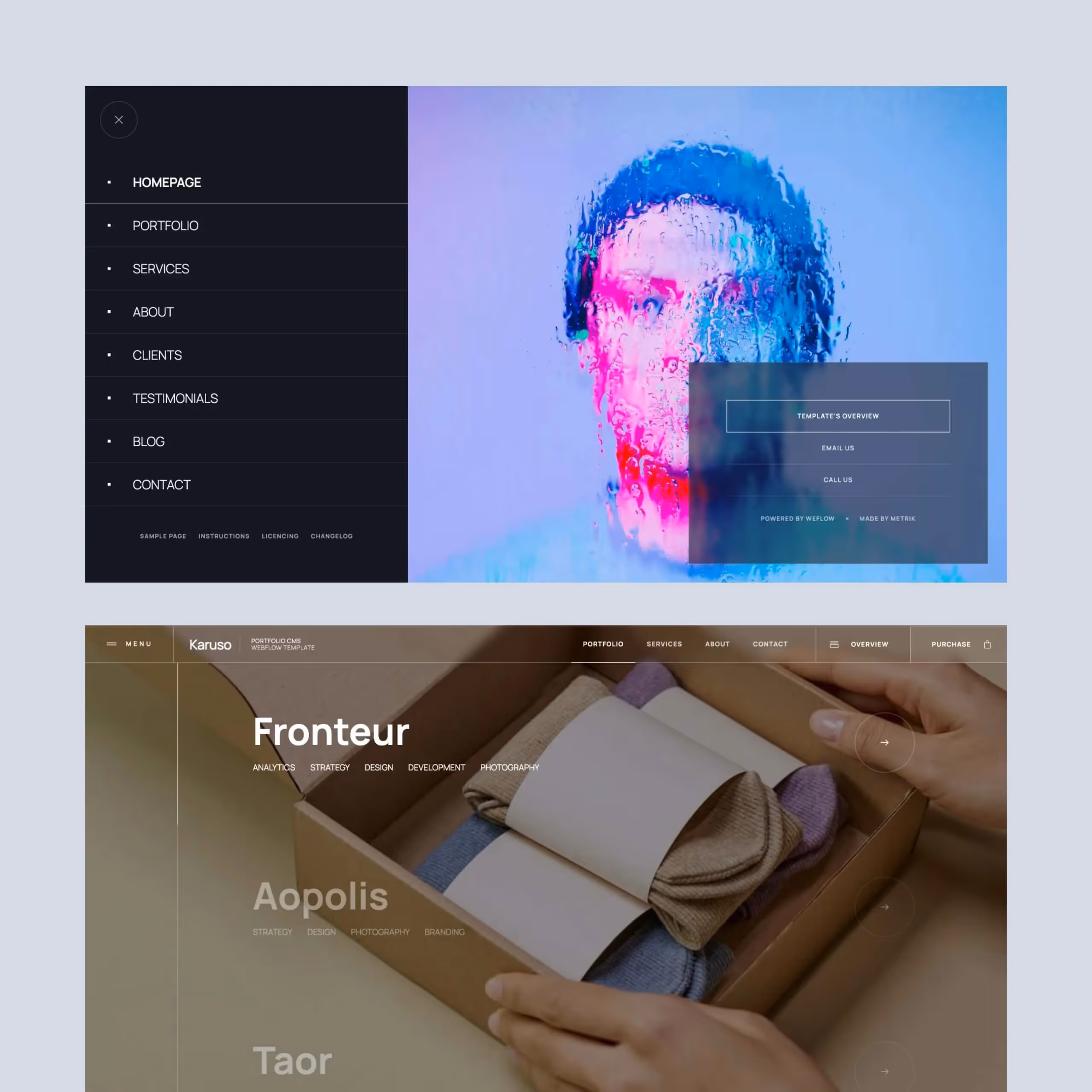 Karuso - Portfolio Webflow website template