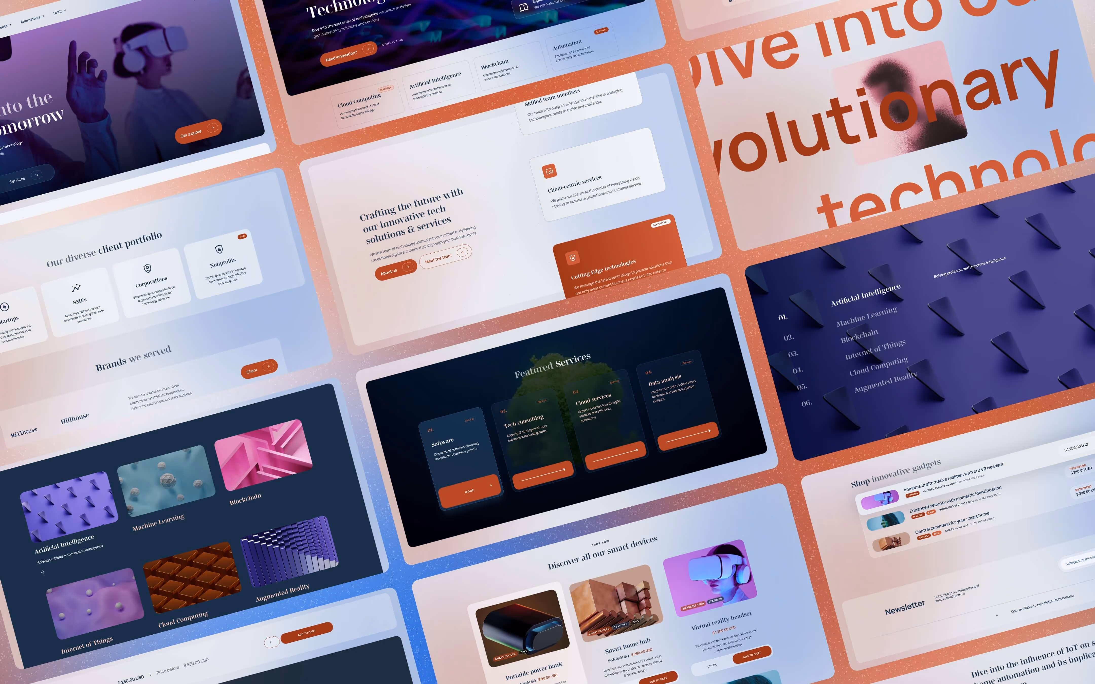 Website designs for the technology startup Webflow template Nebula