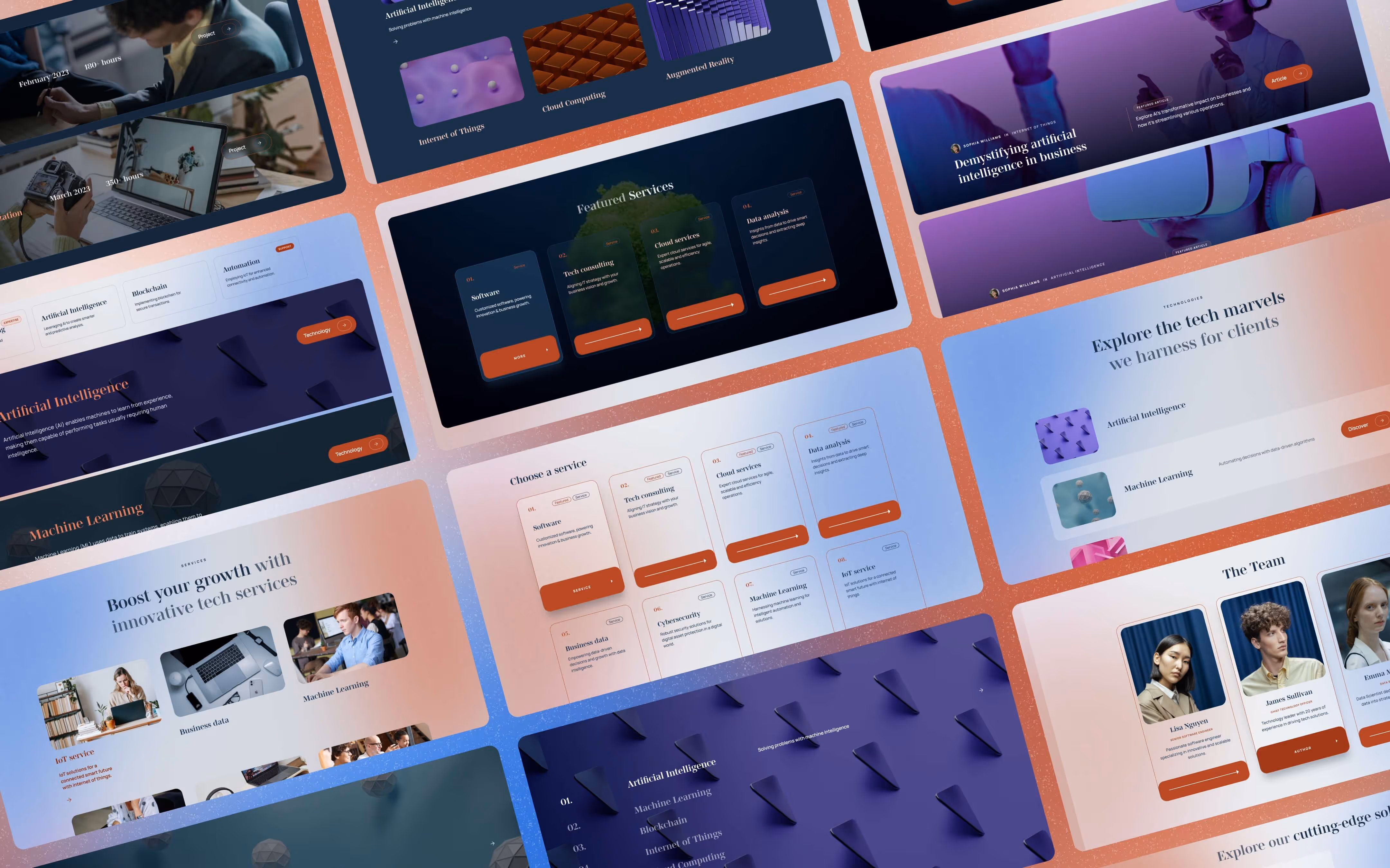 Website designs for the tech startup Webflow template Nebula
