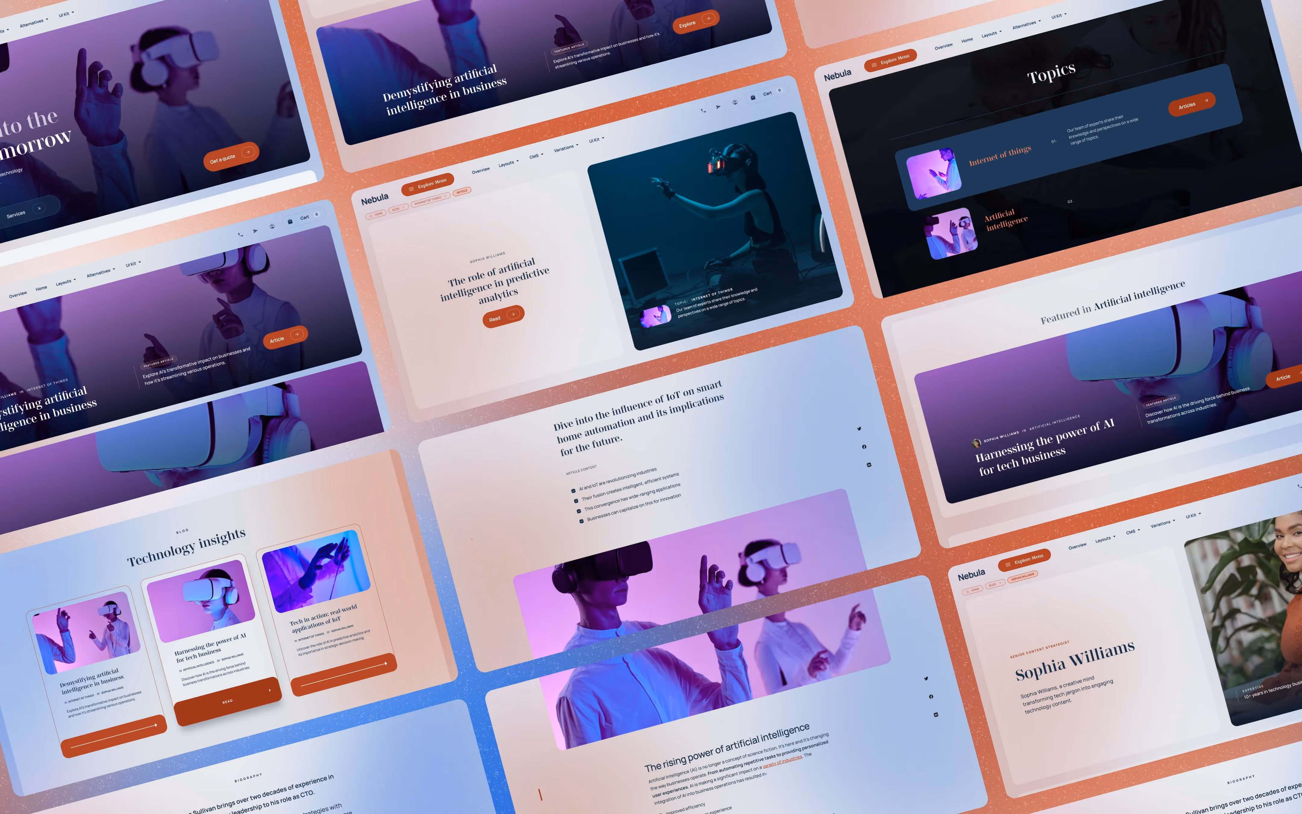 Website designs for the tech startup Webflow template Nebula