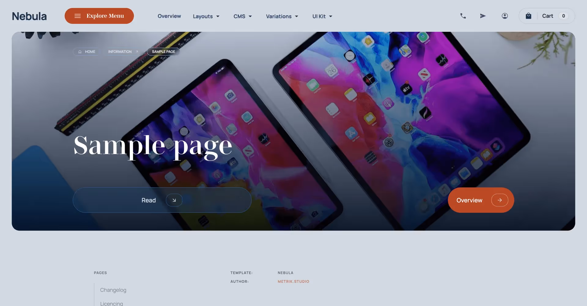 Website designs for the technology startup Webflow template Nebula