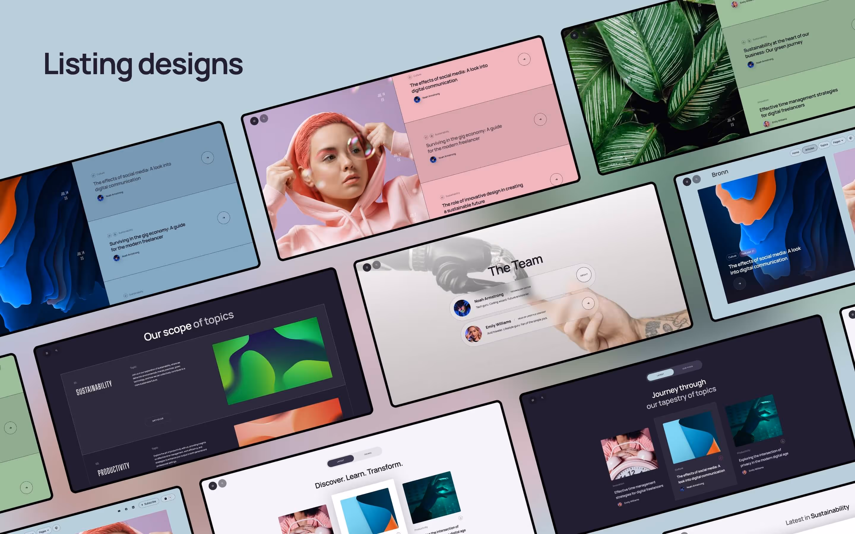 A creative template for a modern blog or magazine web site
