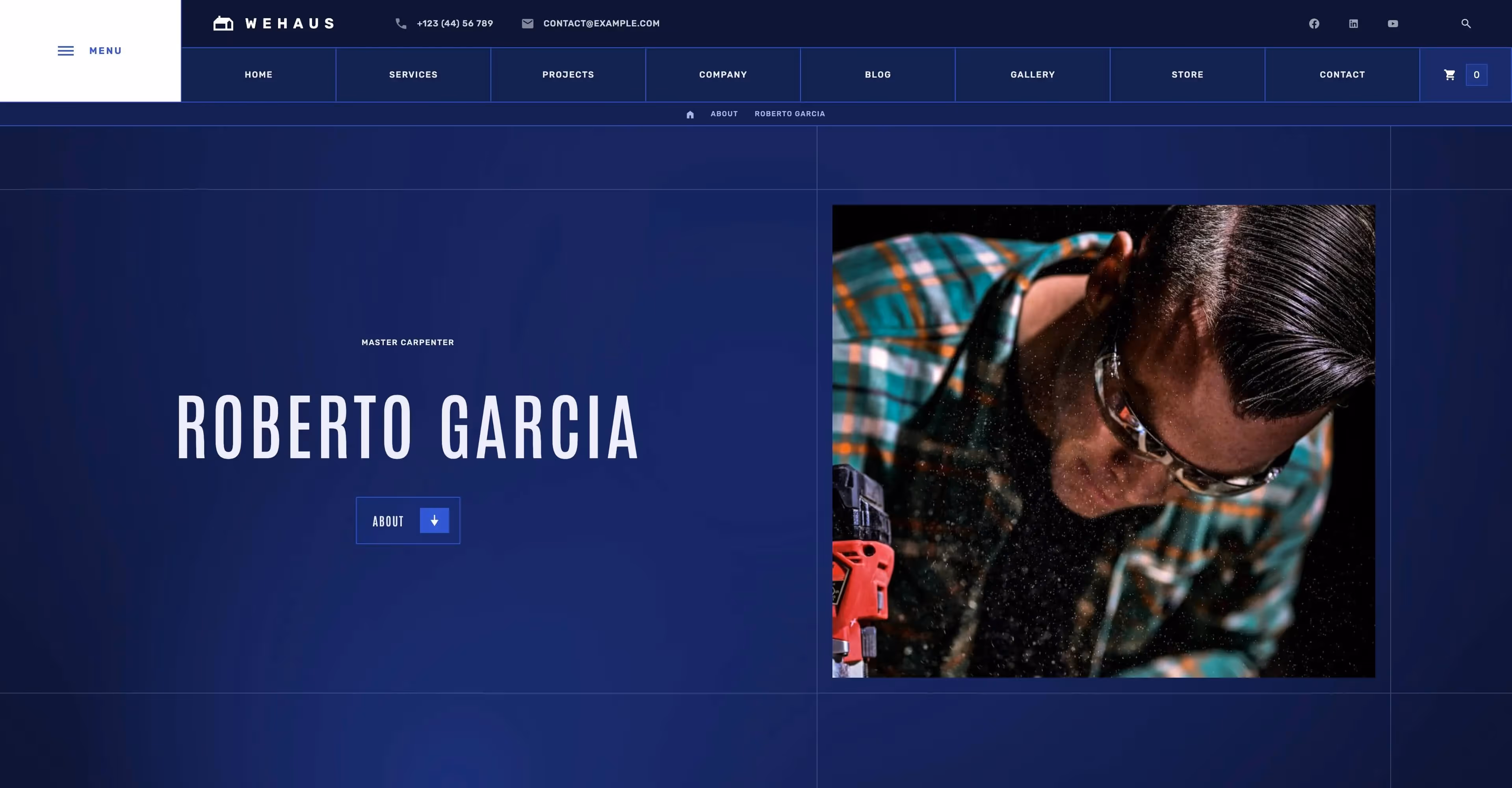 Wehaus: Construction business Webflow template screen