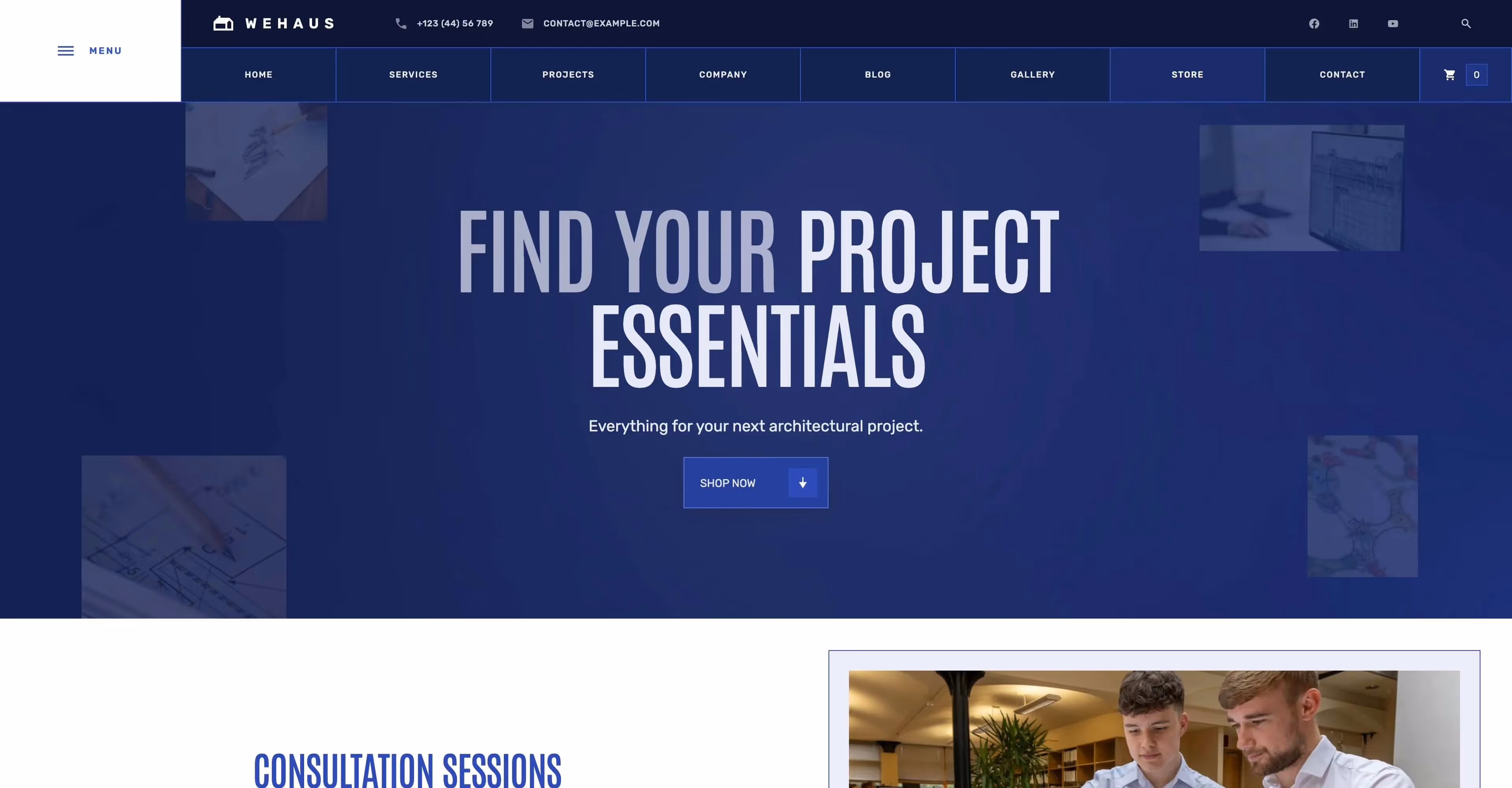 Wehaus: Construction business Webflow template screen