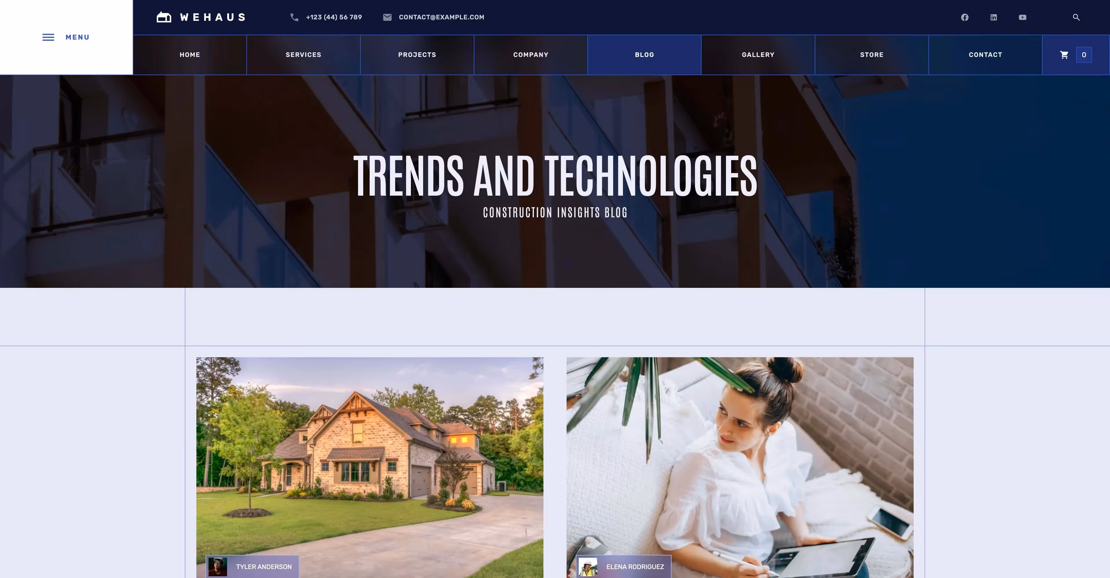 Wehaus: Construction business Webflow template screen