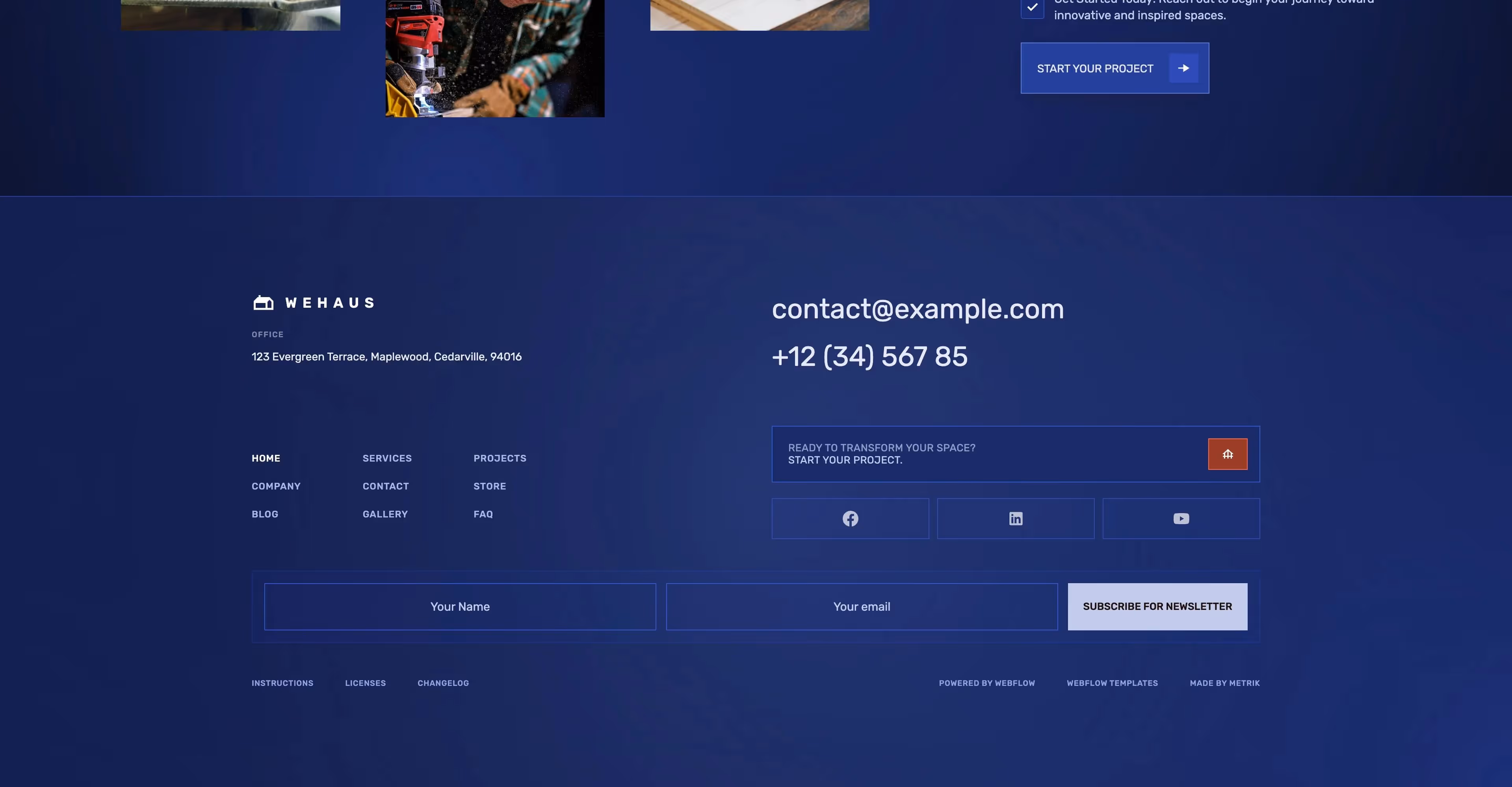 Wehaus: Construction business Webflow template screen