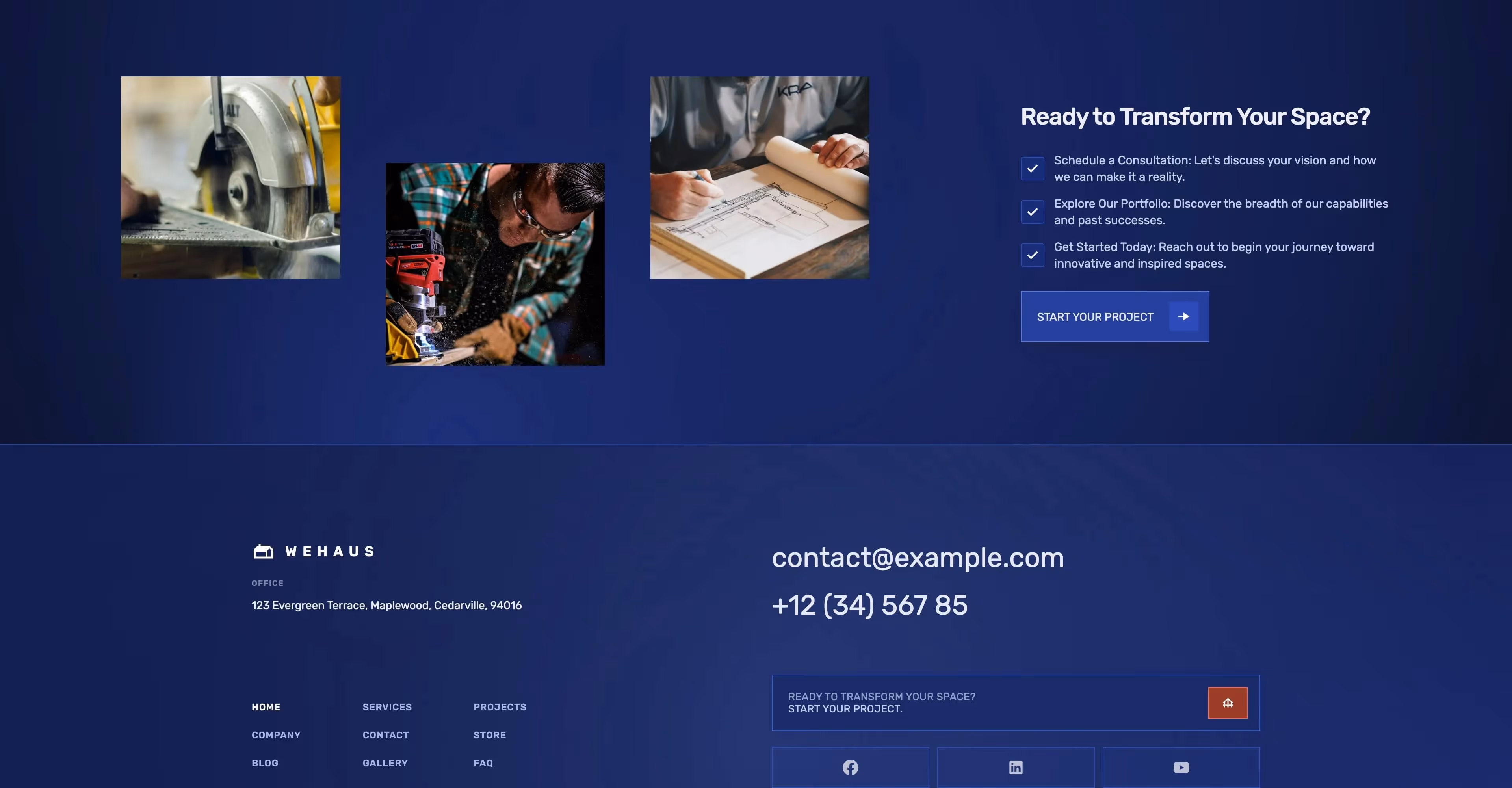 Wehaus: Construction business Webflow template screen