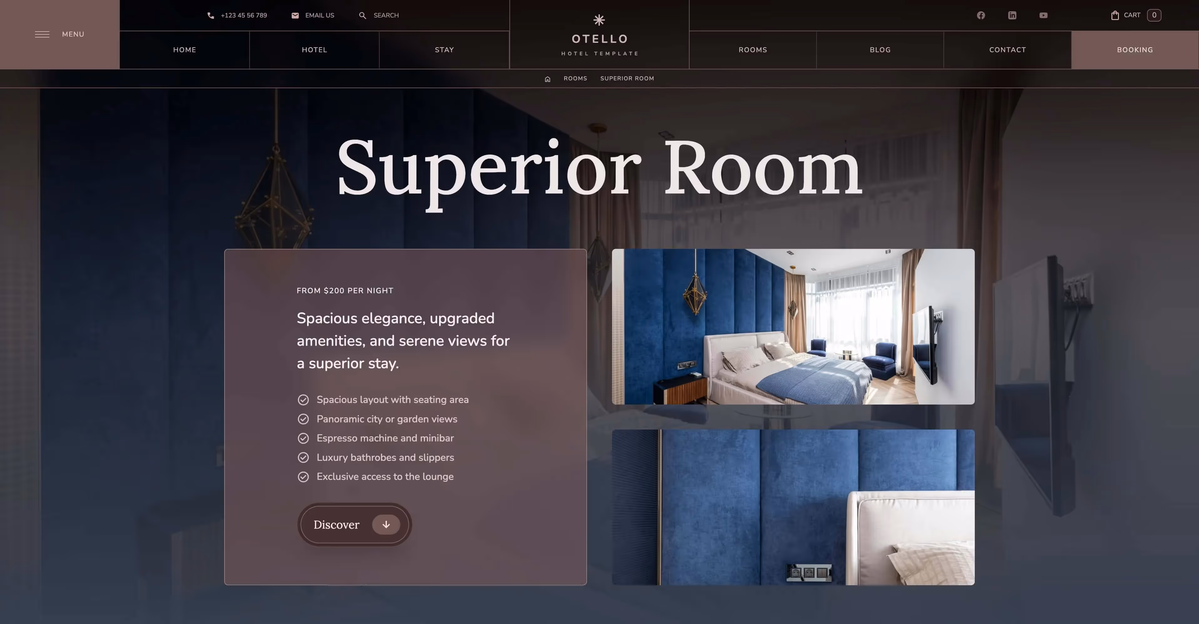 Otello - Hotel elegant Webflow website template screen