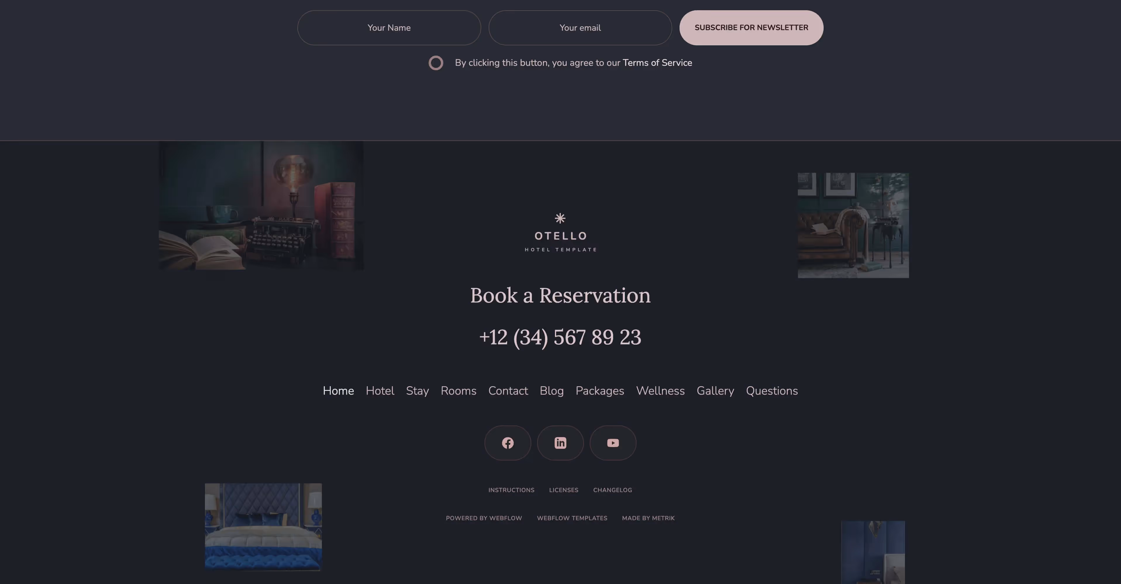 Otello - Hotel elegant Webflow website template screen