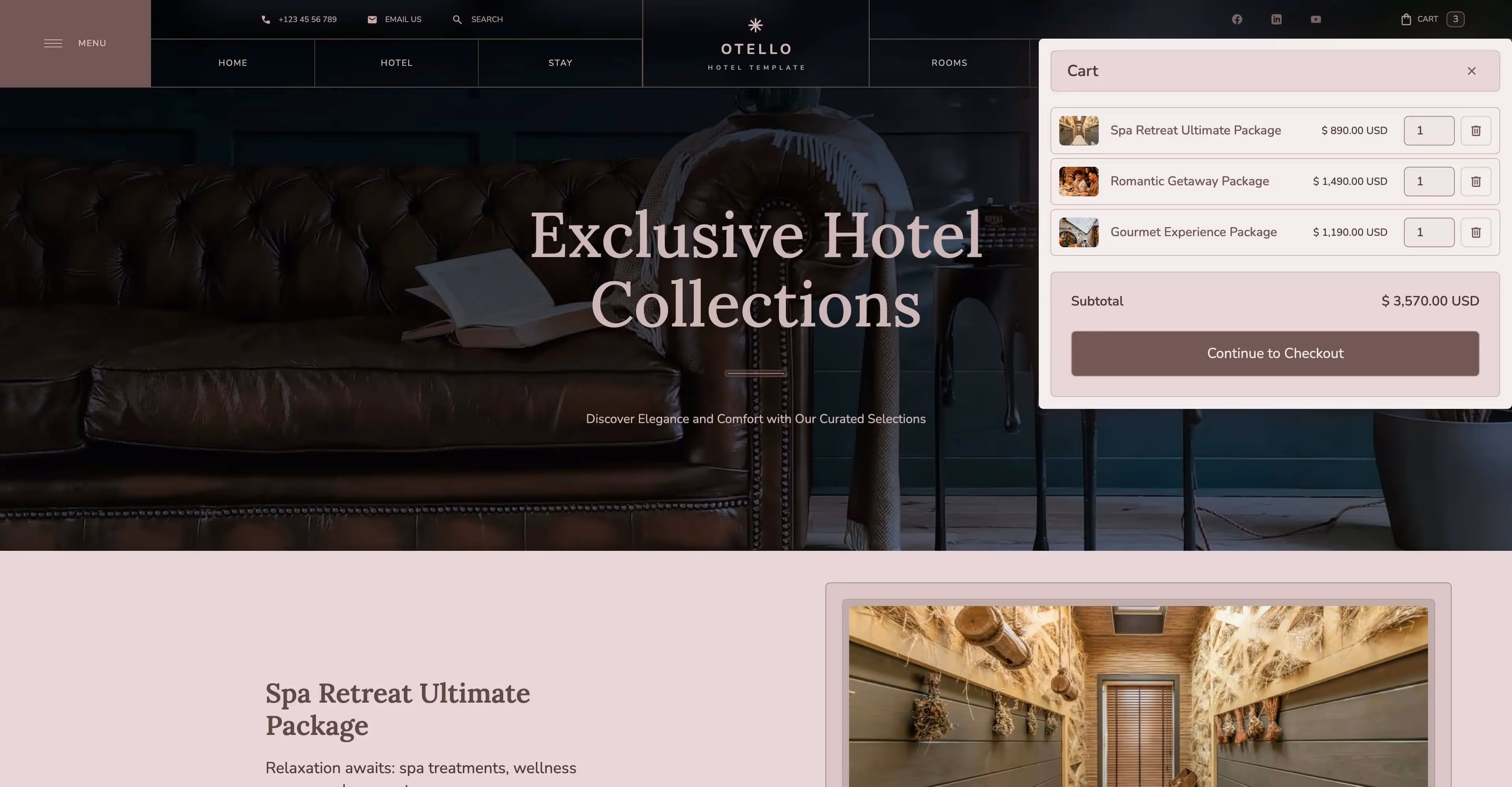Otello - Hotel elegant Webflow website template screen