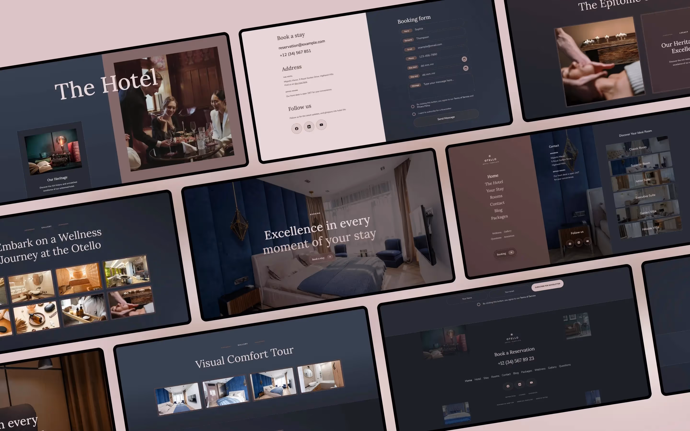 Otello - Hotel elegant Webflow website template screens