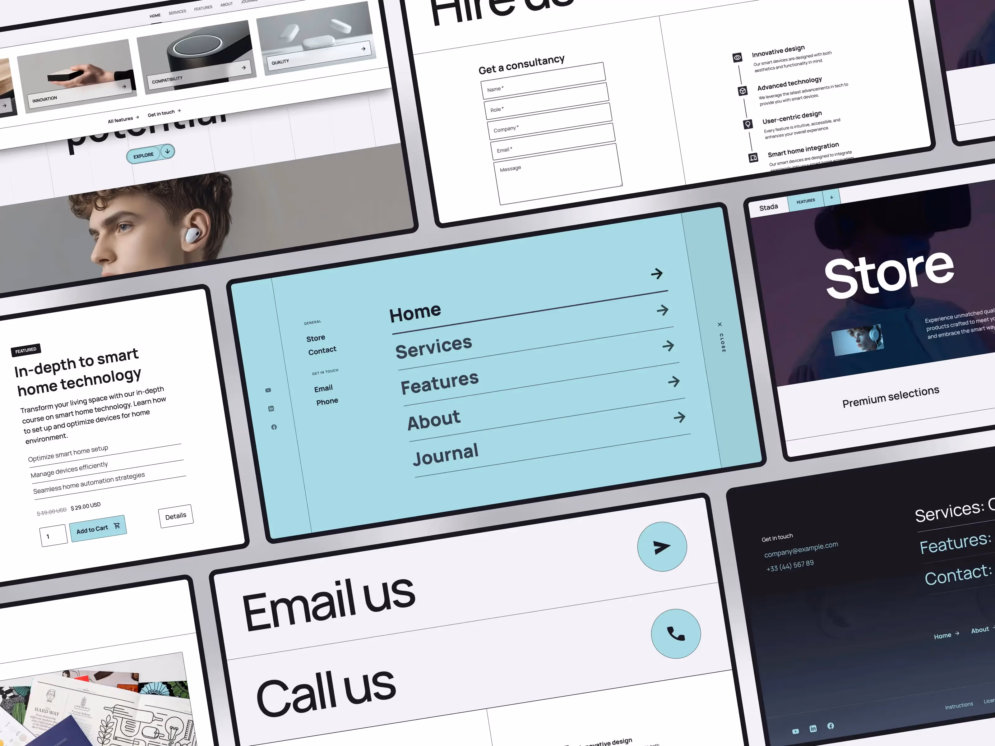 Stada - Design agency Webflow website template screens