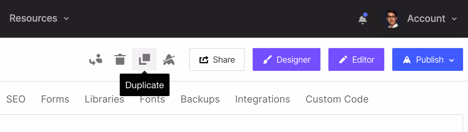 How to duplicate (clone) the Webflow project