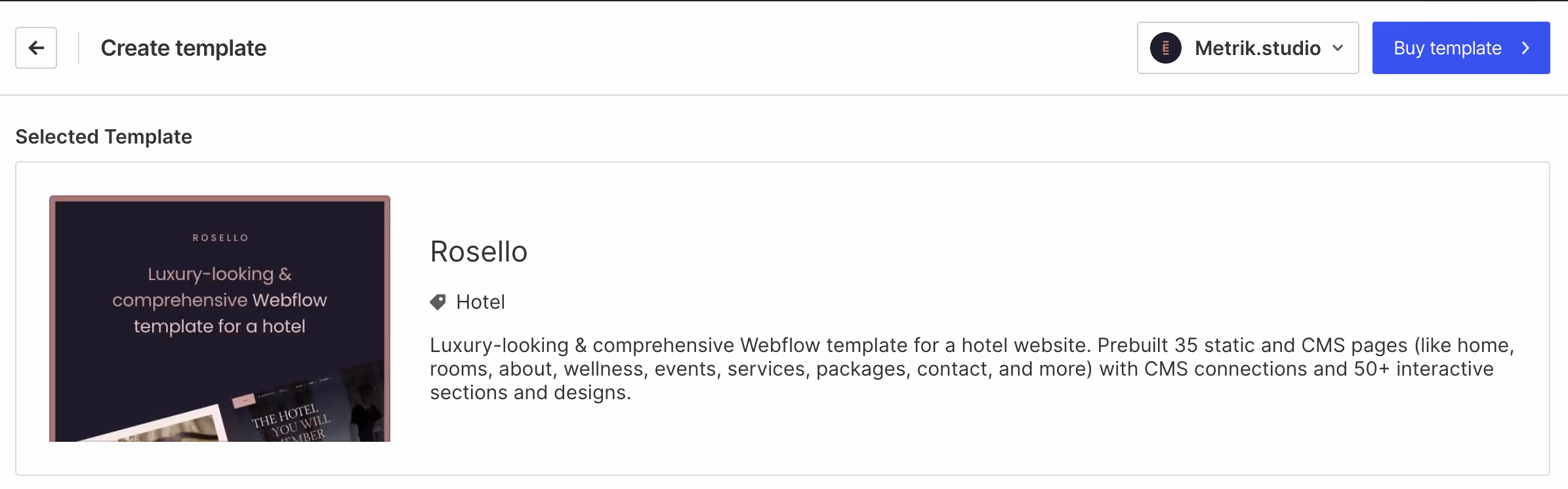 Buy the template page