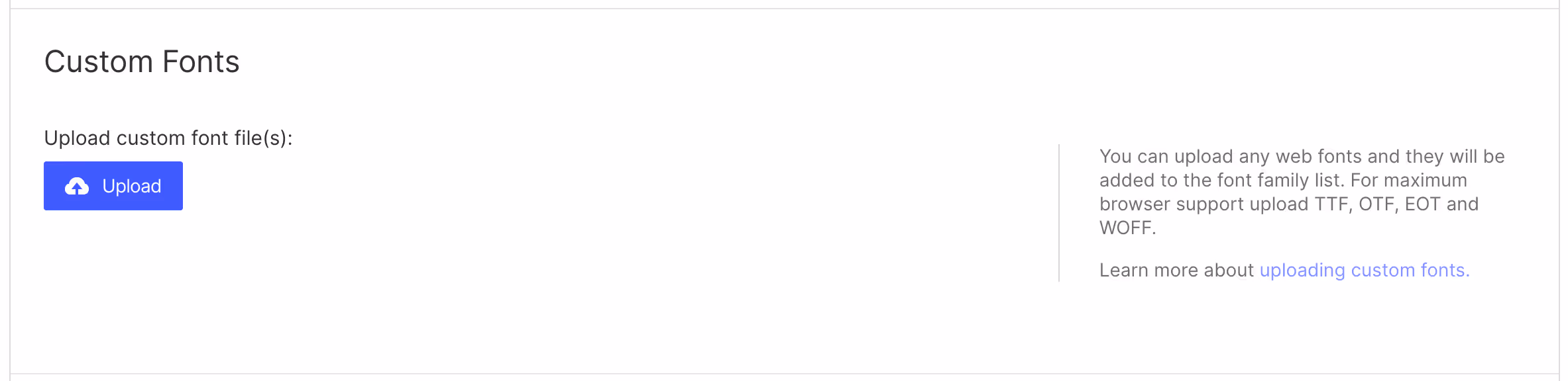 Custom fonts in the project settings