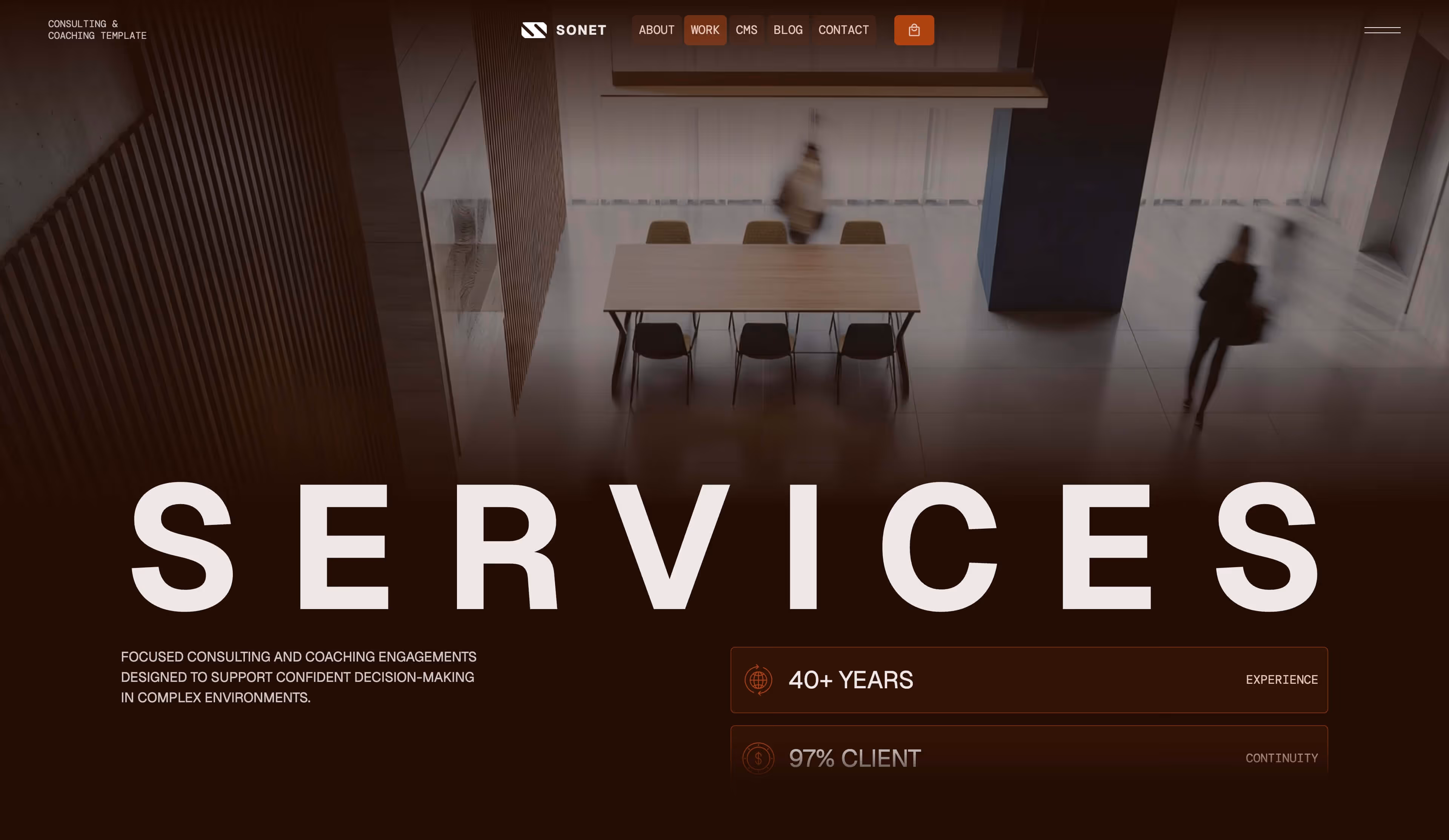 Sonet Webflow CMS template - Hero screen