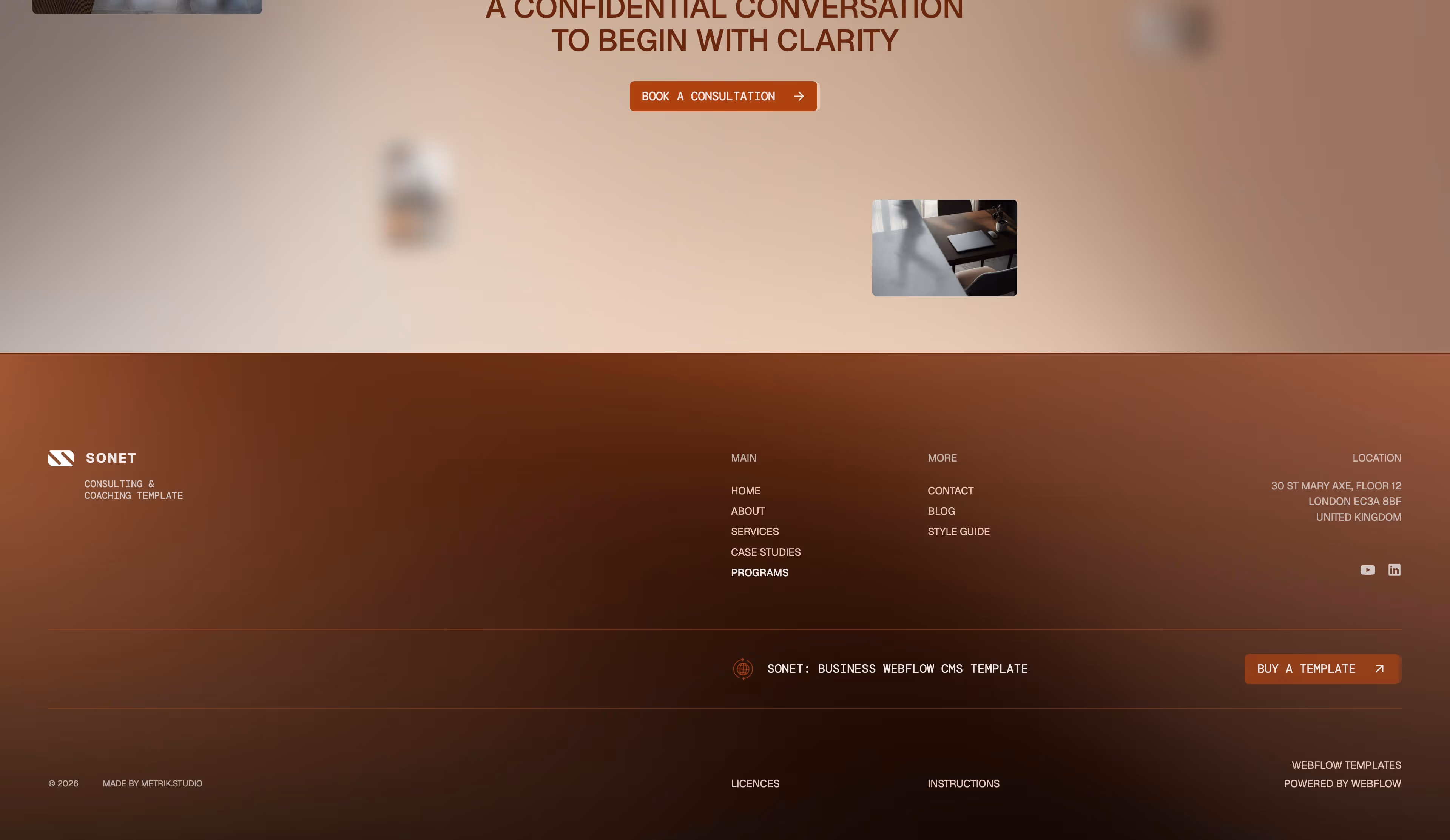 Sonet Webflow CMS template - Section screen