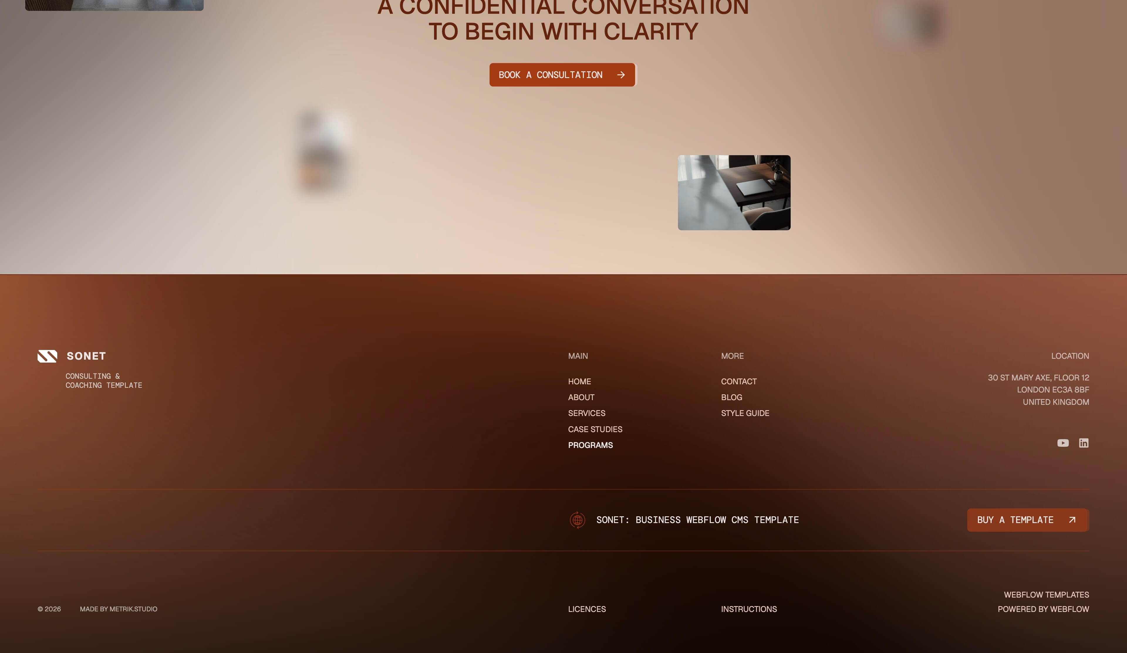 Sonet Webflow CMS template - Section screen
