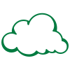 Green outline of a cloud icon on white background.