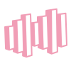 Stylized pink audio waveform icon with vertical bars of varying heights.
