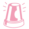 Pink siren light icon with radiating lines.