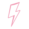 Pink lightning bolt icon on a transparent background.