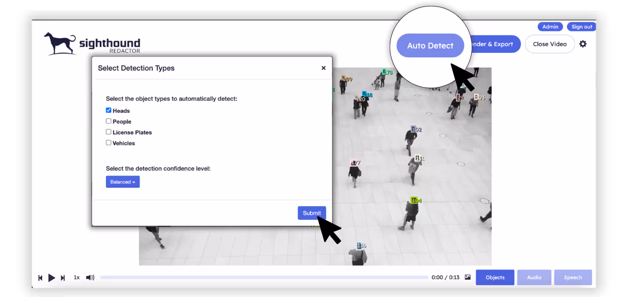Step2 Auto Detect or Custom Redact Objects