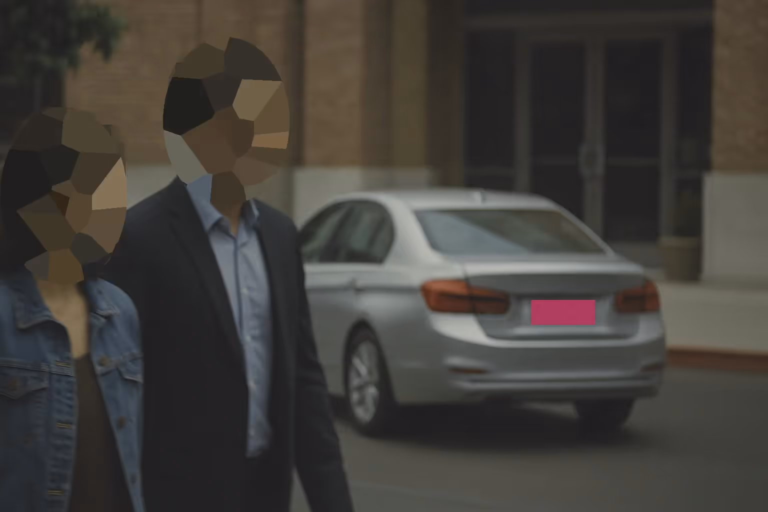 Redaction hero image with license plat eand head redact