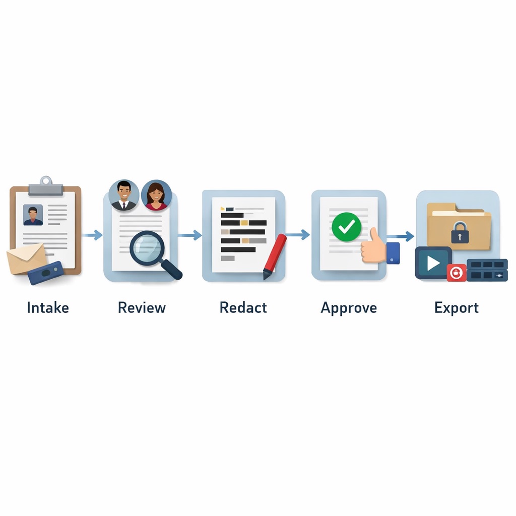 Traceable media redaction workflow before sharing files