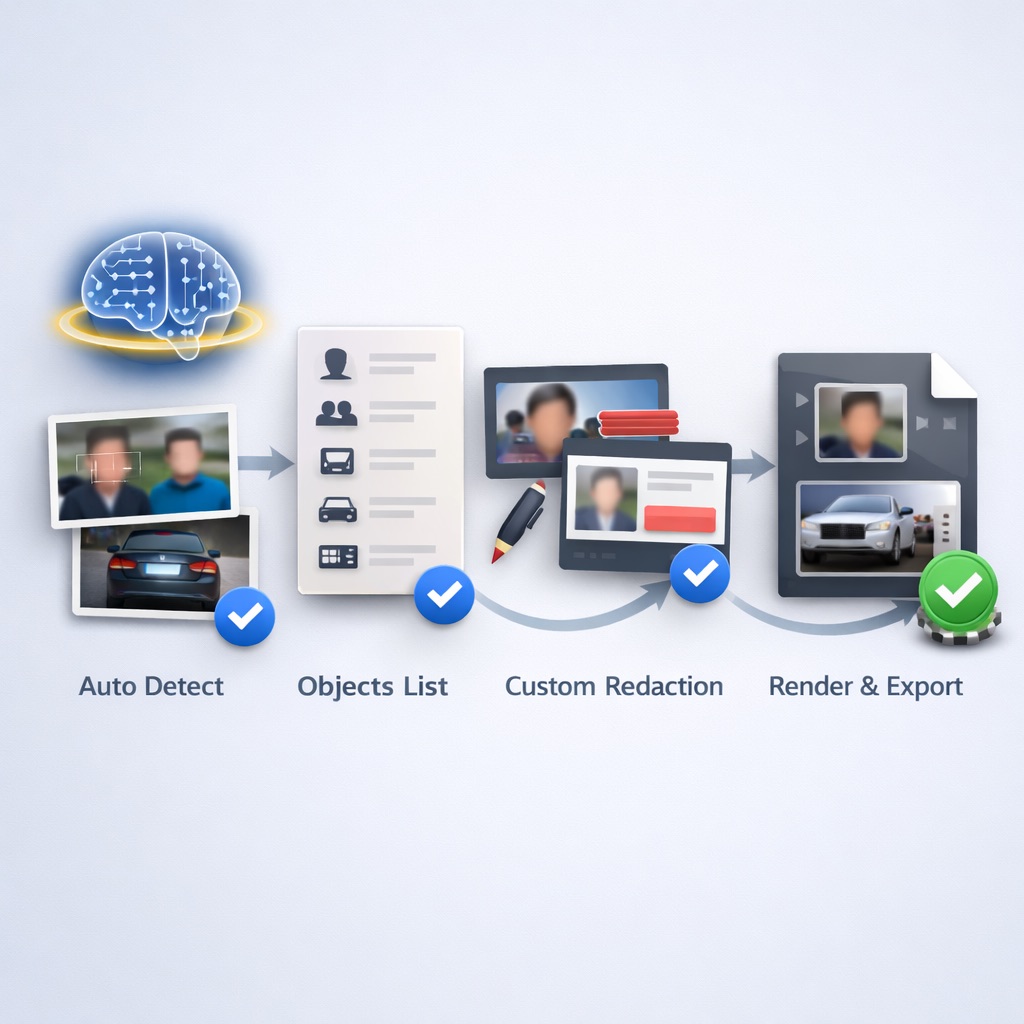Redactor Auto Detect workflow for privacy media review