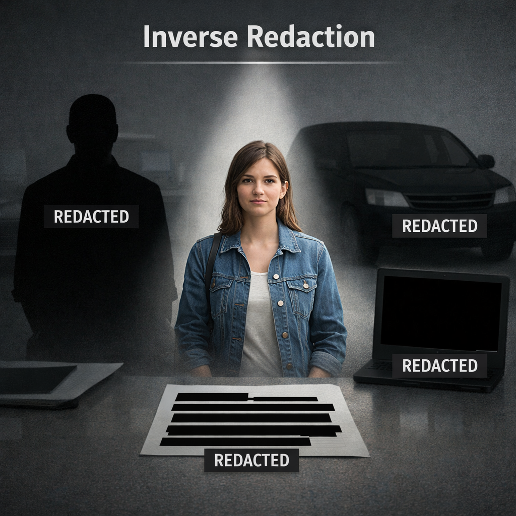 Illustration supporting inverse redaction