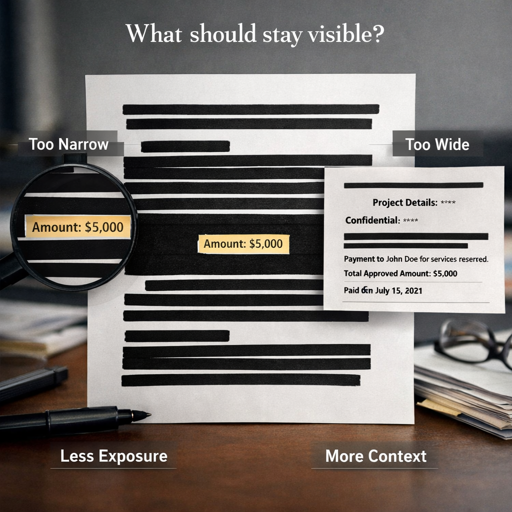 Illustration supporting inverse redaction