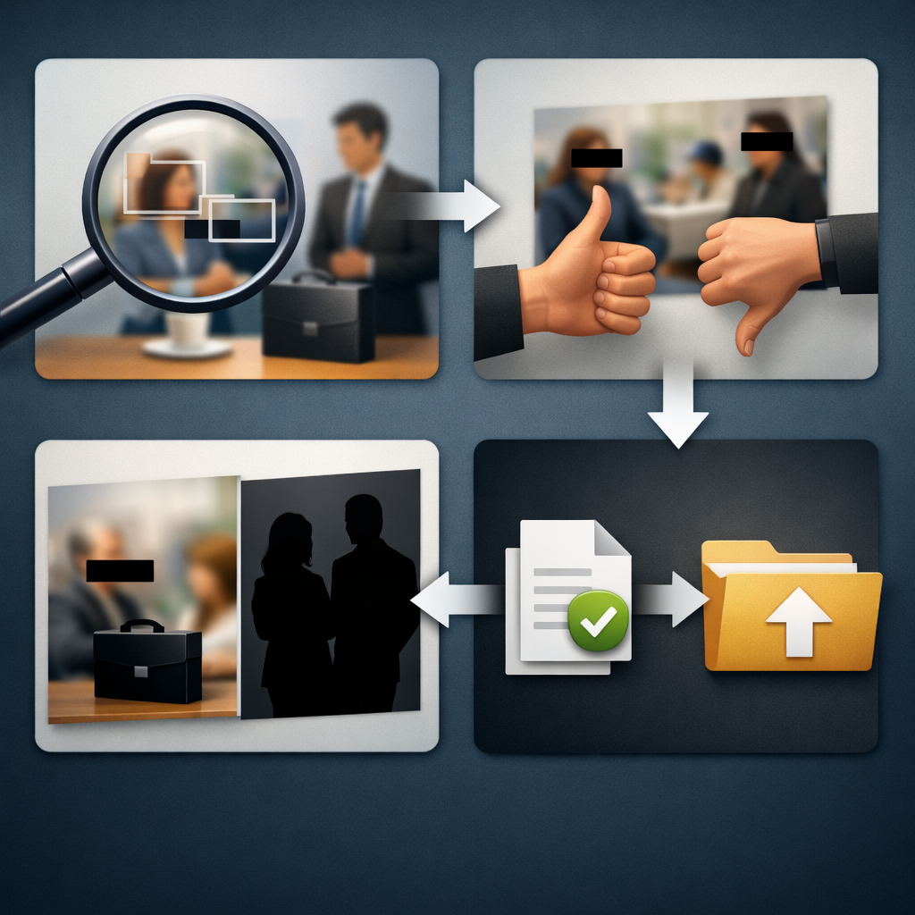 Illustration supporting background redaction vs object redaction