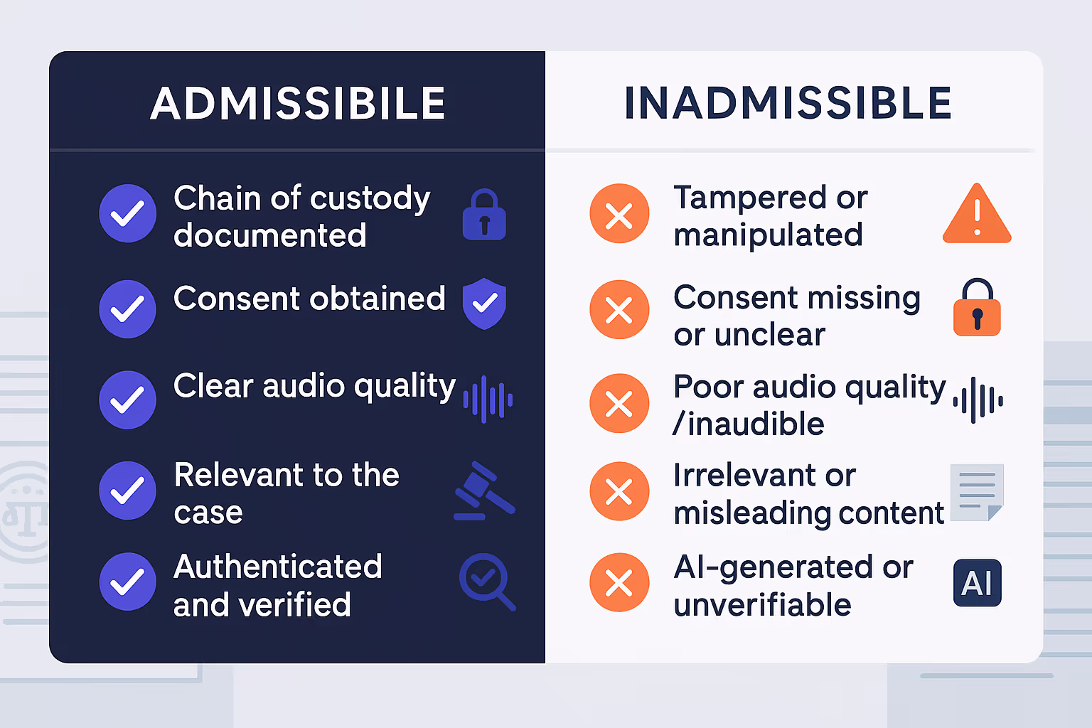 Illustration supporting are audio recordings admissible in court