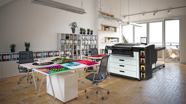 HP Wide format Printer in a graphic design studio