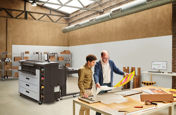 HP Wide format Printer toner cartridges in a print shop