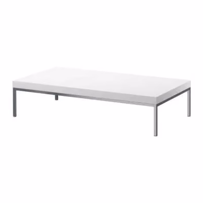 White lounge table with metal legs for hire