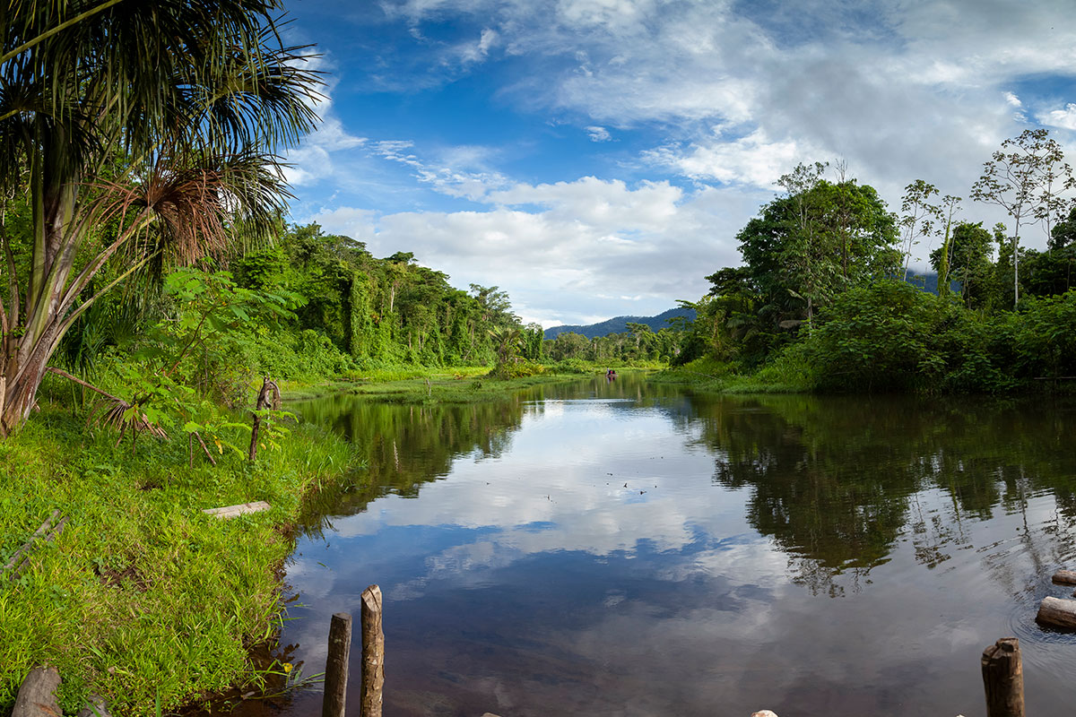 Amazon river flowing through Madre de Dios in Peru