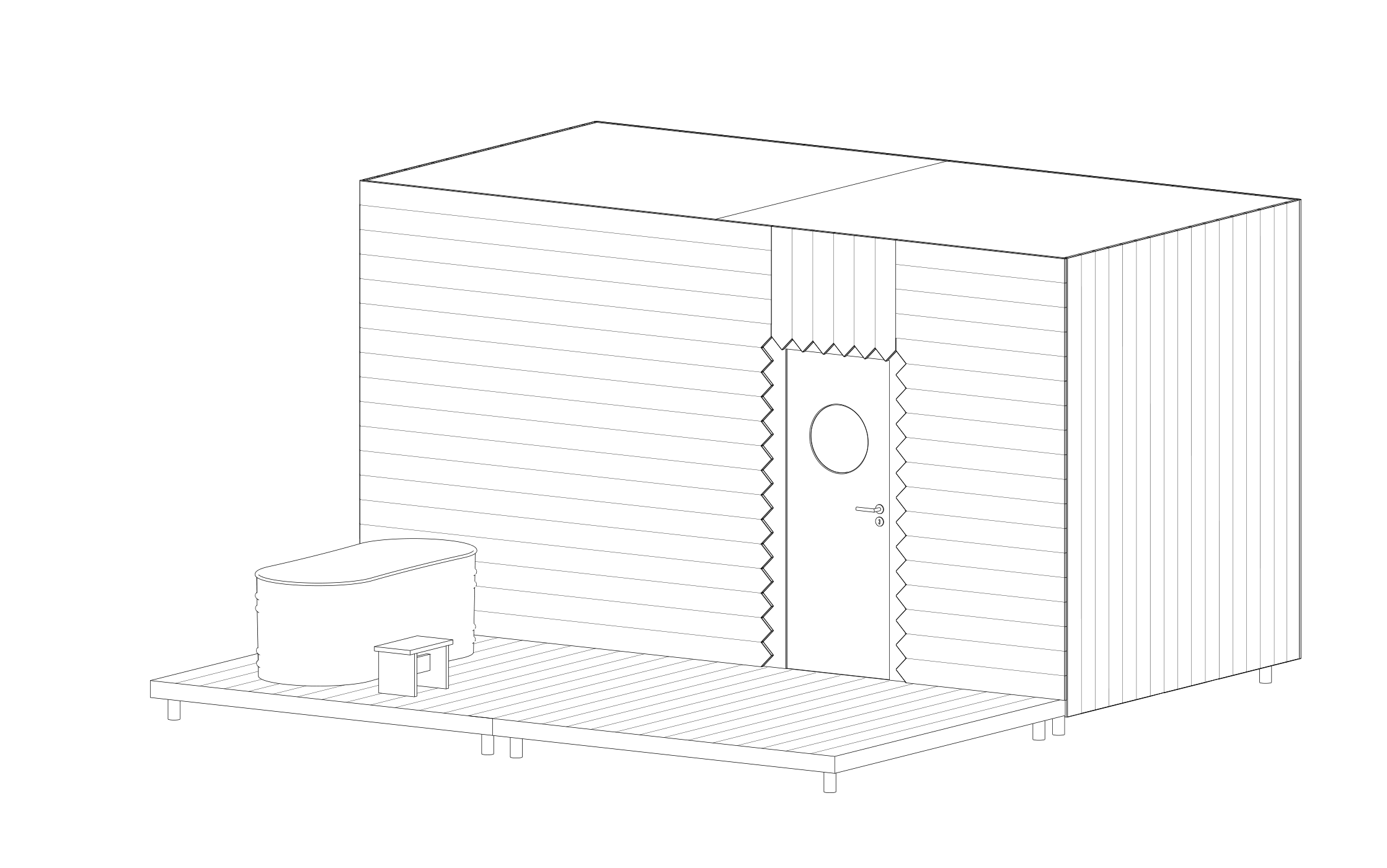 What a Hut, wah, perokresba dřevěné finské sauny, zvě