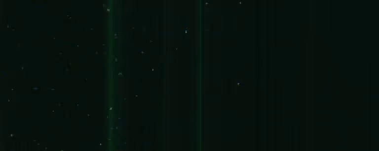 Dark green background with faint vertical light streaks and scattered small blue and white specks.